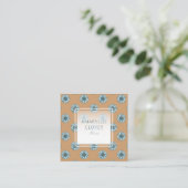 Zonnebloemen Tiny Blue Sinaasappel Bloemen Vierkante Visitekaartje (Staand voorkant)