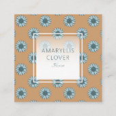 Zonnebloemen Tiny Blue Sinaasappel Bloemen Vierkante Visitekaartje (Voorkant)