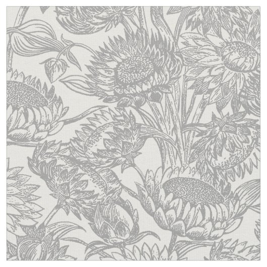 zonnebloemen Toile Grey Stof (Close Up)