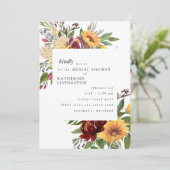 Zonnebloemen Toscane Bridal Showuitnodiging Kaart (Staand voorkant)