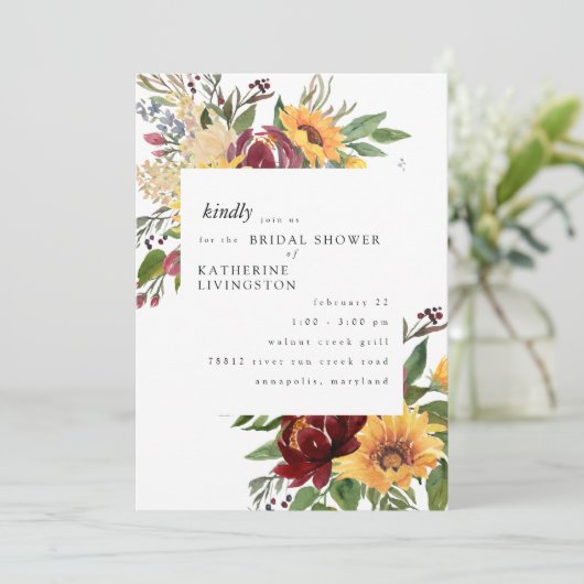 Zonnebloemen Toscane Bridal Showuitnodiging Kaart (Staand voorkant)