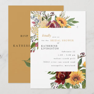 Zonnebloemen Toscane Meadows Bridal Showuitnodigin Kaart