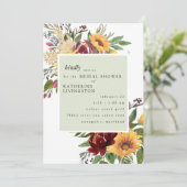 Zonnebloemen Toscane Mint Bridal Showuitnodiging Kaart (Staand voorkant)