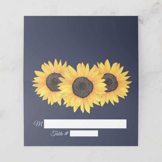 Zonnebloemen Trouwplaats Kaarten Land Blauw Plaatskaartje (Buitenkant ongevouwen)