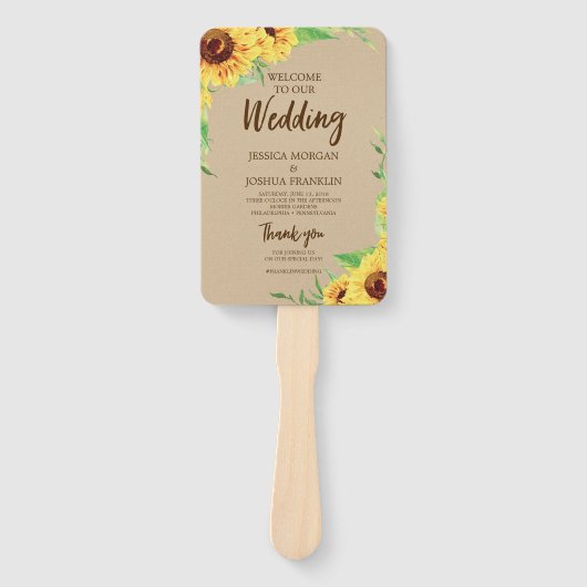 Zonnebloemen Trouwprogramma Fan Handwaaier (Voorkant)