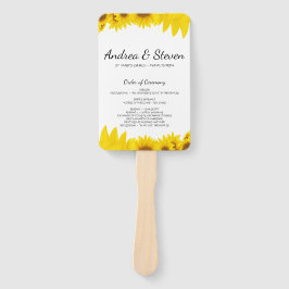 Zonnebloemen Trouwprogramma Fan. Helianthus Menu Handwaaier