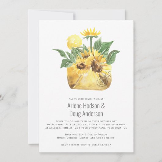 Zonnebloemen Tuin Feestelijke Trouw Bar-B-Que | Kaart (Voorkant)