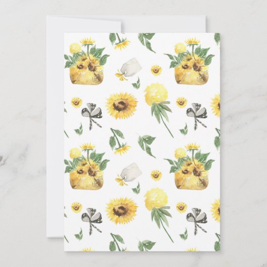 Zonnebloemen Tuin Feestelijke Trouw Bar-B-Que | Kaart (Achterkant)