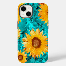 Zonnebloemen tuinbouwbedden met  retro-verven