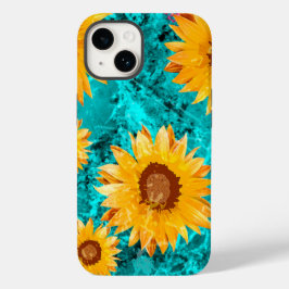 Zonnebloemen tuinbouwbedden met  retro-verven Case-Mate iPhone 14 hoesje