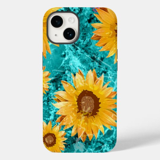 Zonnebloemen tuinbouwbedden met  retro-verven Case-Mate iPhone case (Achterkant)