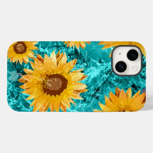 Zonnebloemen tuinbouwbedden met  retro-verven Case-Mate iPhone case (Achterkant (horizontaal))