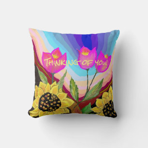 Zonnebloemen Tulips & Love Denking of You Kussen