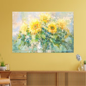 *~* Zonnebloemen TV2 Vaas Uitgerekte Canvas Print (Insitu (Woonkamer))