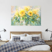 *~* Zonnebloemen TV2 Vaas Uitgerekte Canvas Print (Insitu (Slaapkamer))