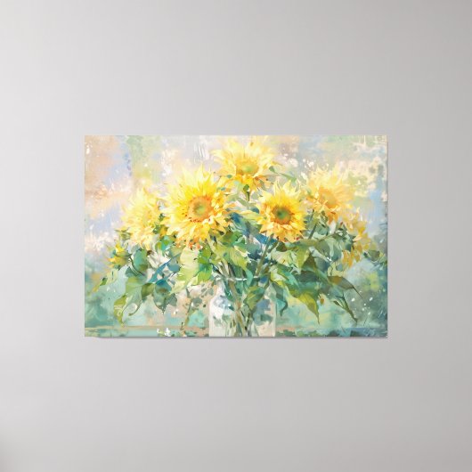 *~* Zonnebloemen TV2 Vaas Uitgerekte Canvas Print (Voorkant)