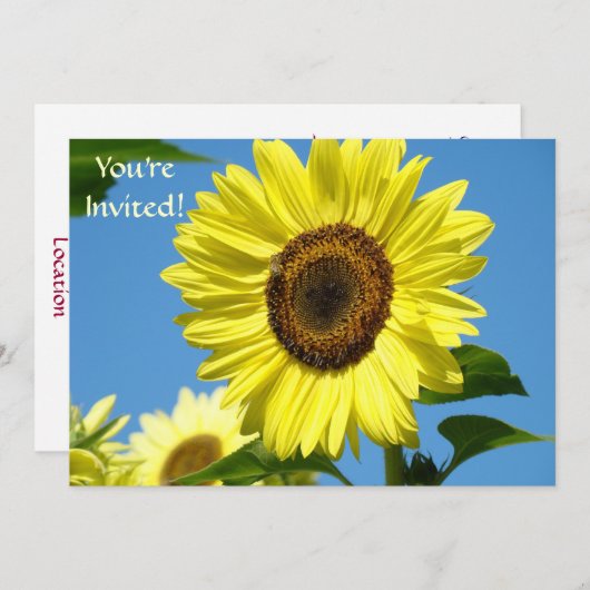 Zonnebloemen U wordt uitgenodigd Moederdag Kaart (Voorkant / Achterkant)