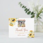 Zonnebloemen uit de markt Vrijgezellenfeest dank u Bedankkaart (Staand voorkant)