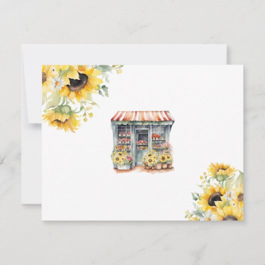 Zonnebloemen uit de markt Vrijgezellenfeest dank u Bedankkaart (Achterkant)