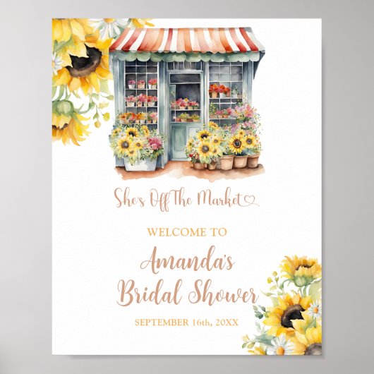 Zonnebloemen uit de markt Vrijgezellenfeest Welkom Poster (Voorkant)