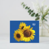 Zonnebloemen uitknippen Foto op Blue Briefkaart (Staand voorkant)