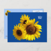 Zonnebloemen uitknippen Foto op Blue Briefkaart (Voorkant / Achterkant)