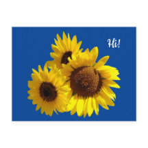 Zonnebloemen uitknippen Foto op Blue