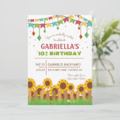 Zonnebloemen uitnodiging (Staand voorkant)