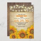 Zonnebloemen Uitnodigingen van de Rustic Engagemen (Voorkant / Achterkant)
