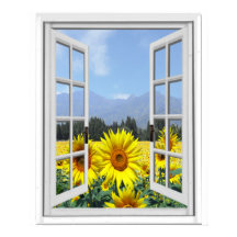 Zonnebloemen Uitzicht voor kunstglazen tuin