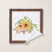 Zonnebloemen, valbladeren, bessen en strepen bad handdoek (Wasdoekje)