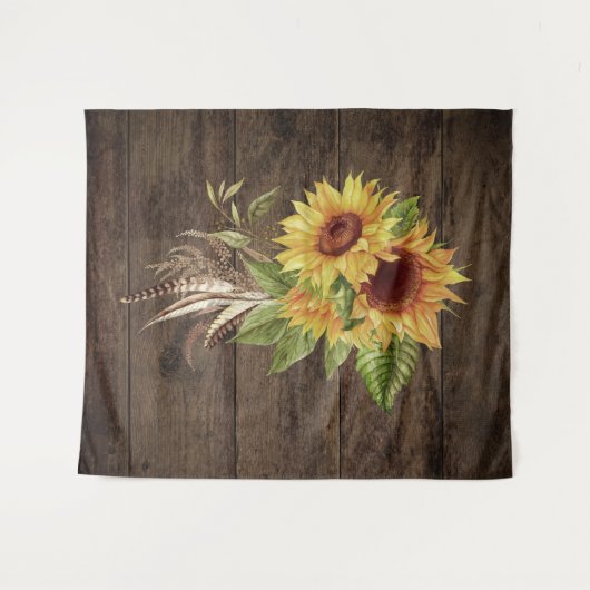 Zonnebloemen vallen gefotografeerde getextureerde wandkleed (Voorkant (horizontaal))