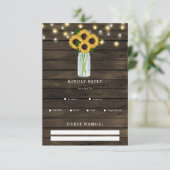 Zonnebloemen van Barn Wood String RSVP Kaartje (Staand voorkant)
