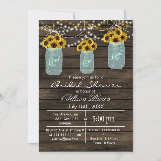 Zonnebloemen van Barnwood mason jar rustige vrijge Kaart (Voorkant)