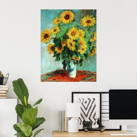 Zonnebloemen van Claude Monet Poster (Thuiskantoor)