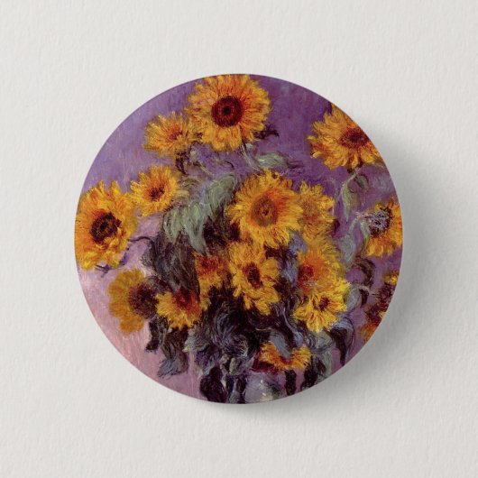 Zonnebloemen van Claude Monet Ronde Button 5,7 Cm (Voorkant)