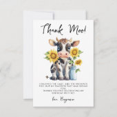 Zonnebloemen van de korte Koe Moderne Eenvoudige B Bedankkaart (Voorkant)