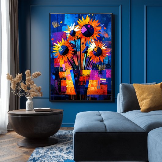 Zonnebloemen – Van Gogh reimagined Vibrant Abstrac Poster