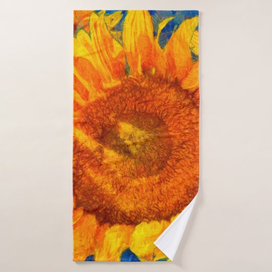 Zonnebloemen. Van Gogh stijl imitatie. Badhanddoek (Badhanddoek)