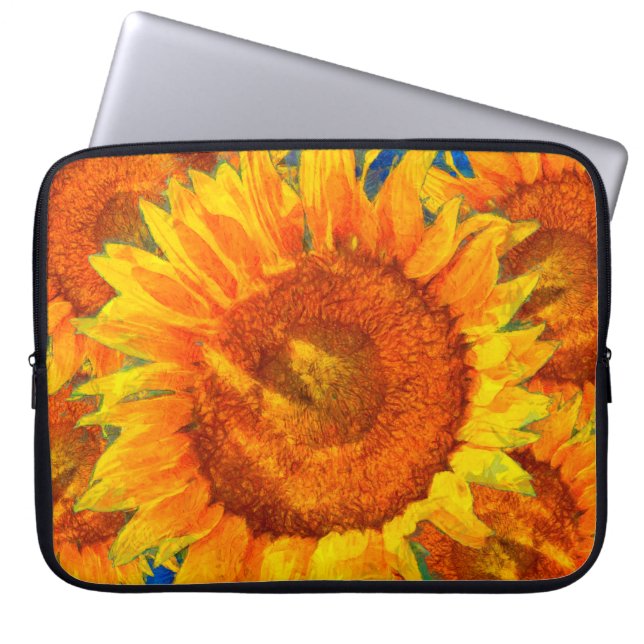 Zonnebloemen. Van Gogh stijl imitatie. Laptop Sleeve (Voorkant)