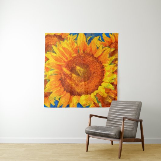 Zonnebloemen. Van Gogh stijl imitatie. Wandkleed (In situ)