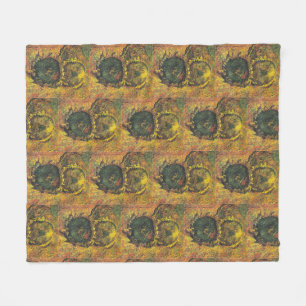 Zonnebloemen van Gogh - Vintage Gouden Bloemstuk K Fleece Deken