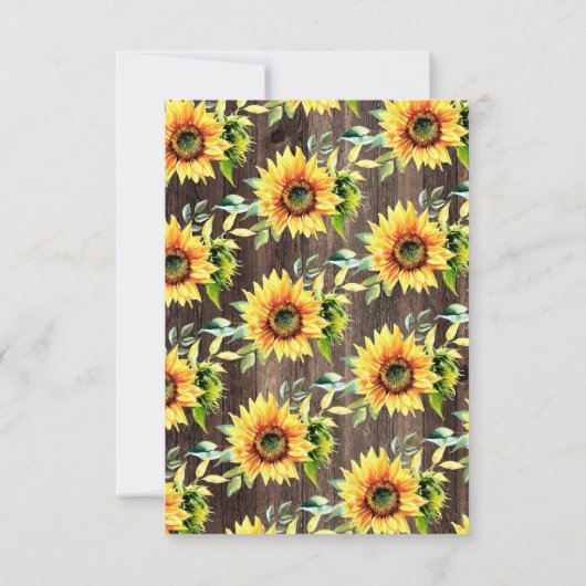 Zonnebloemen van het 50ste Rustic Wood String Ligh Bedankkaart (Achterkant)