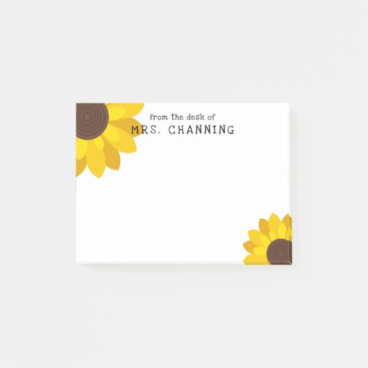 Zonnebloemen van het bureau van de leraar post-it® notes (Voorkant)