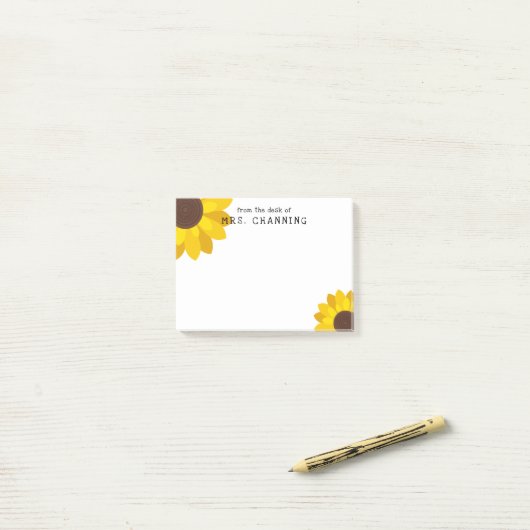 Zonnebloemen van het bureau van de leraar post-it® notes (Op bureau)
