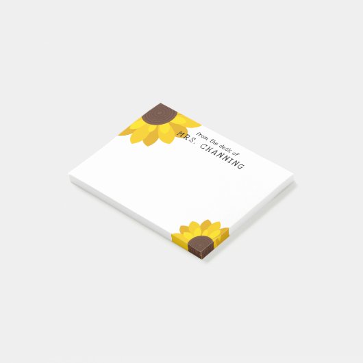 Zonnebloemen van het bureau van de leraar post-it® notes (Schuin)