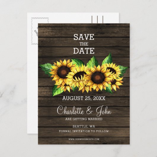 zonnebloemen van schors - land aankondigingskaart (Voorkant / Achterkant)