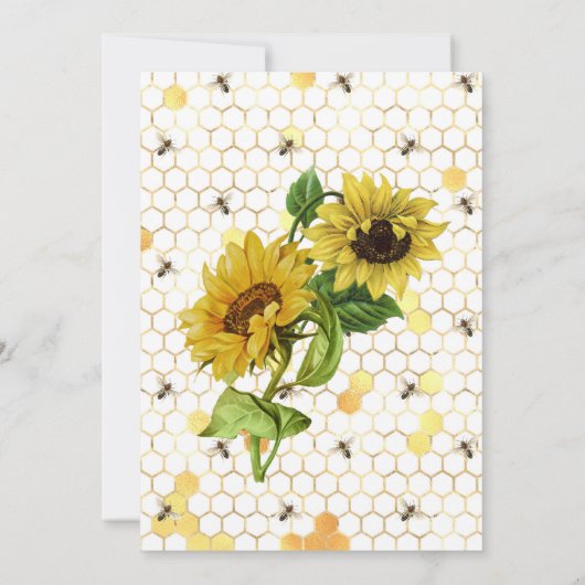 Zonnebloemen van Trendy Gold Honeycomb Kaart (Achterkant)