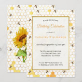 Zonnebloemen van Trendy Gold Honeycomb Kaart (Voorkant / Achterkant)