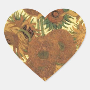 Zonnebloemen van Van Gogh Hart Sticker